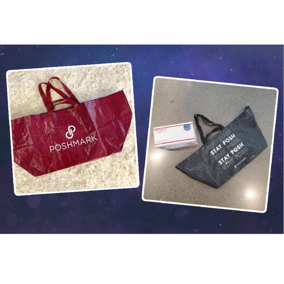 TWO Brand New Poshmark Oversized Double Handle Tote bags - Picture 7 of 14